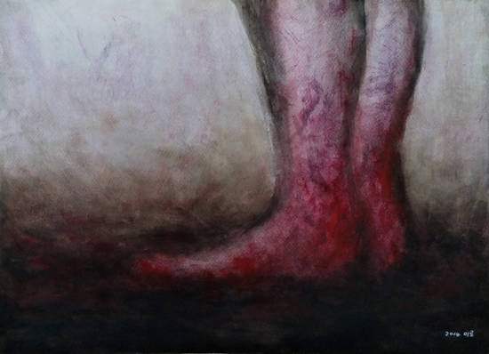 김태권, ‘가시밭(Thorns)’. 종이에 채색, 39 x 54cm, 2014.